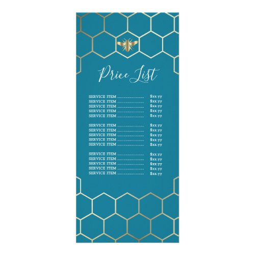 bee logo price list on mosaic blue rack card