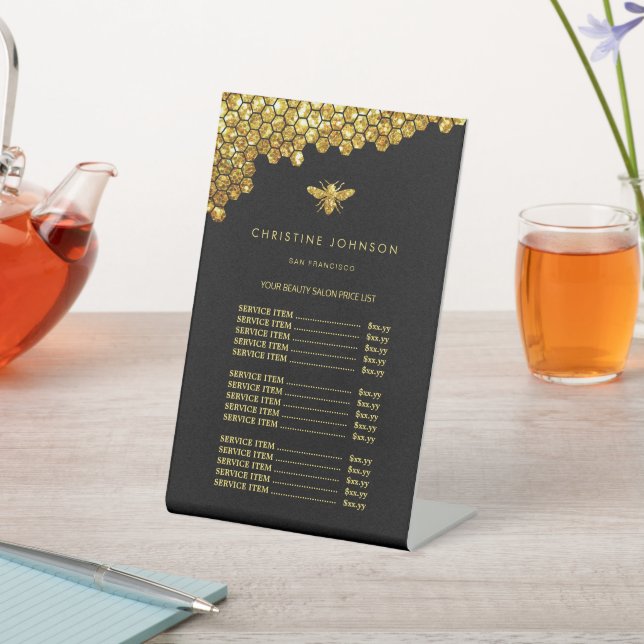 bee logo price list pedestal sign (In SItu)