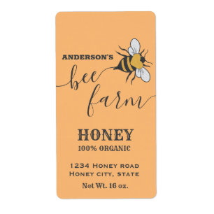 Bee logo script bee farm honey jar label