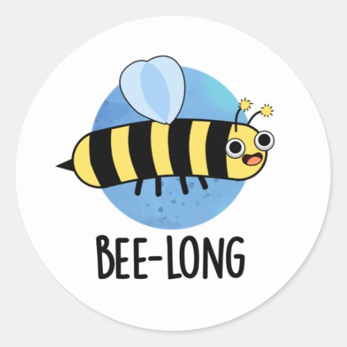 Bee_long Funny Long Insect Bee Pun  Classic Round Sticker