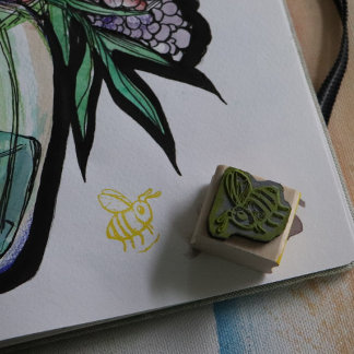 Bee Love Cute beekeeper Lovers Bees Art Rubber Stamp