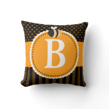Bee Lover Monogram Cute Throw Pillow Gift