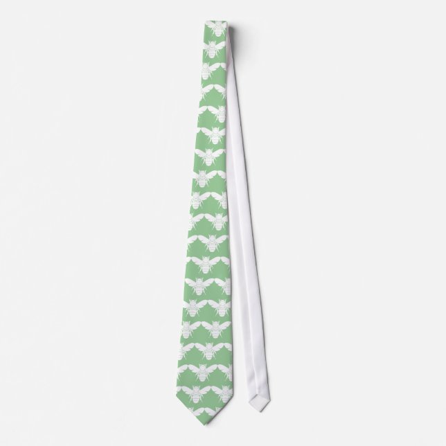 Bee Lovers Grass Green Preppy Neck Tie (Front)