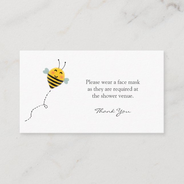 Bee Mask Request Baby Shower Enclosure Card (Front)