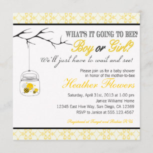 Bee Mason Jar Baby shower invitation