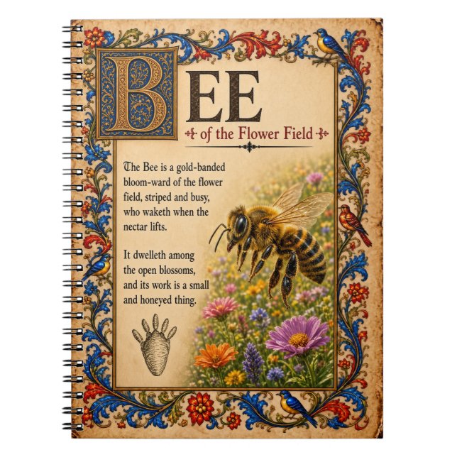 Bee, Medieval Bestiary Art Notebook (Front)