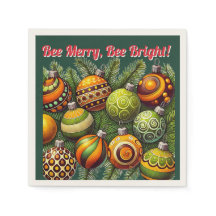Bee Merry, Bee Bright! | X-mass Ornament Napkins