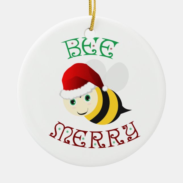 Bee Merry Ceramic Ornament (Front)