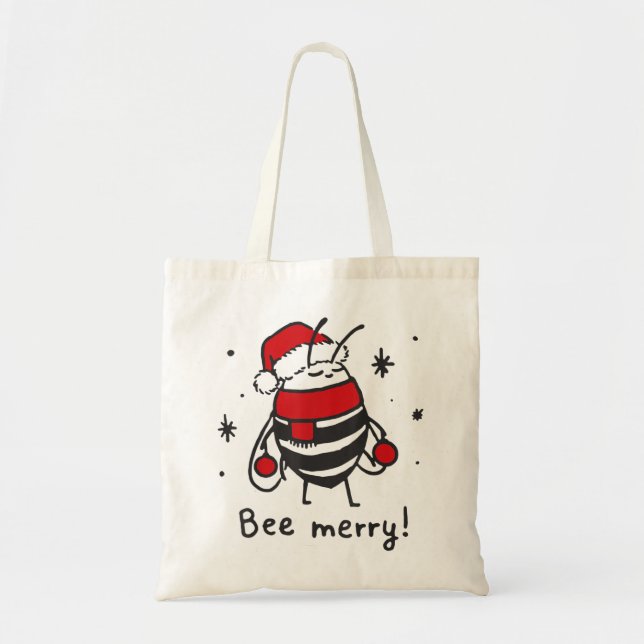Bee merry christmas bee bee tote bag (Front)