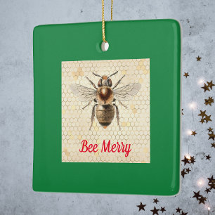 Bee Merry Christmas Bee Ceramic Ornament