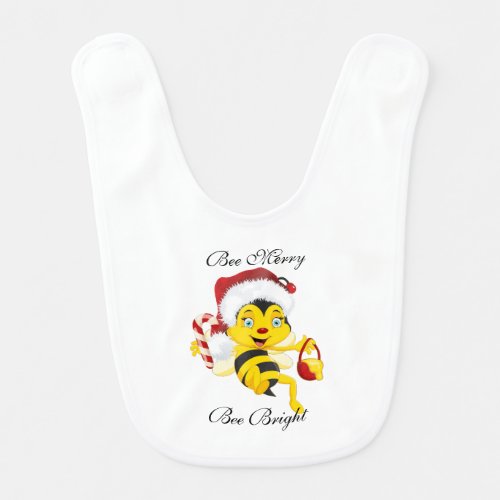 Bee Merry Christmas Cartoon Baby Bib