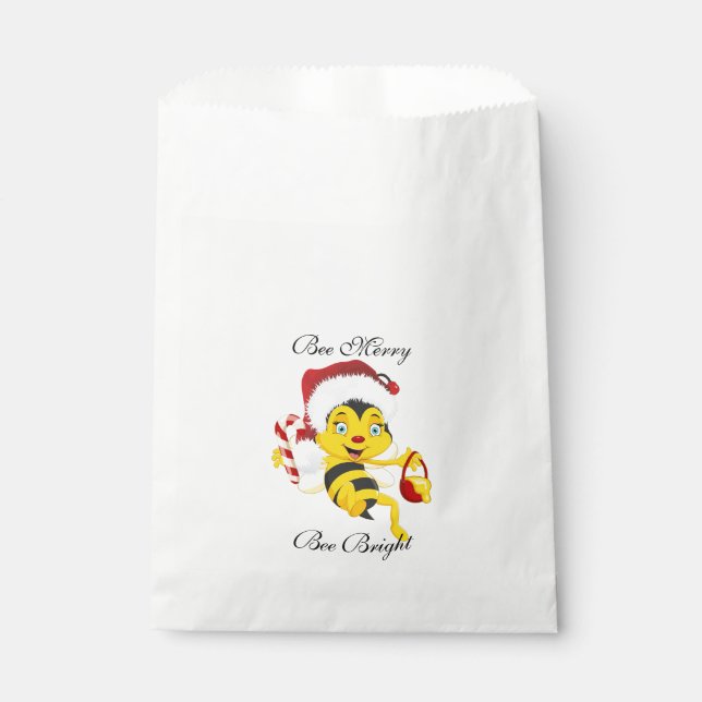 Bee Merry Christmas Cartoon Favor Bag (Front)