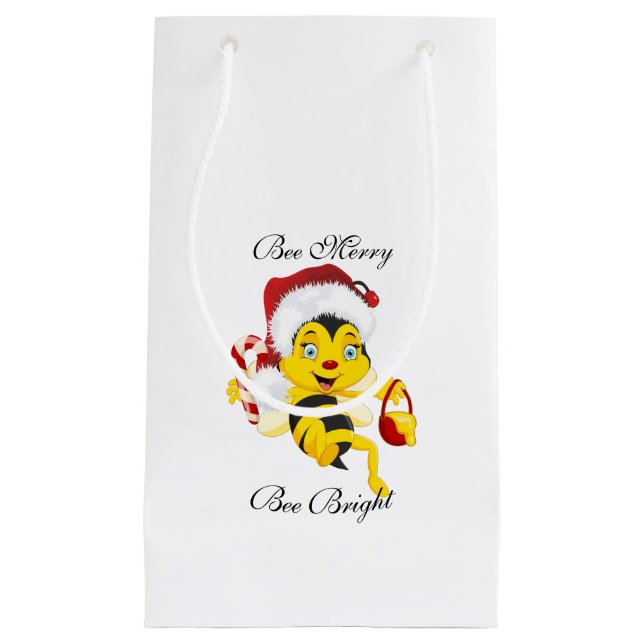 Bee Merry Christmas Cartoon Small Gift Bag (Front)