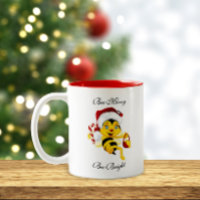 Bee Merry Christmas Cartoon Two-Tone Coffee Mug