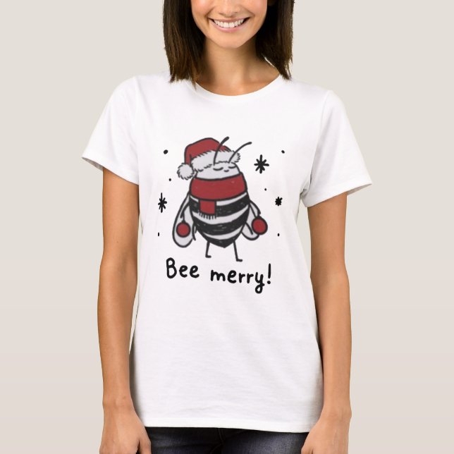 Bee merry christmas costume xmas T-Shirt (Front)