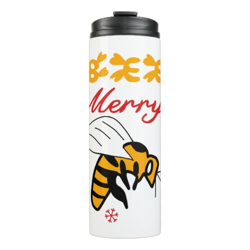 Bee Merry Cute Funny Christmas Snow Flake Costume Thermal Tumbler