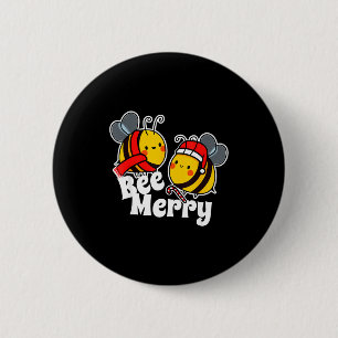 Bee Merry _ Cute Honey Bees Santa Claus _ Christma Button
