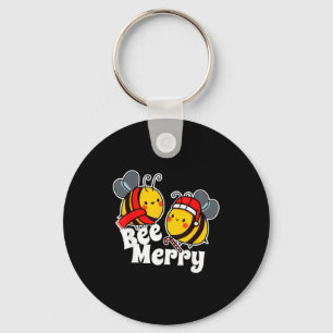 Bee Merry _ Cute Honey Bees Santa Claus _ Christma Keychain