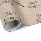 Bee Merry Evergreen Kraft Holiday Wrapping Paper (Roll Corner)
