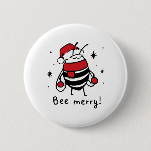 Bee Merry Funny Christmas Gift Bee Lover  Button