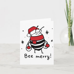 Bee Merry Funny Christmas Gift Bee Lover  Card