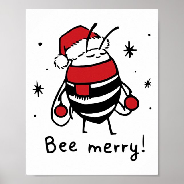 Bee Merry Funny Christmas Gift Bee Lover  Poster (Front)