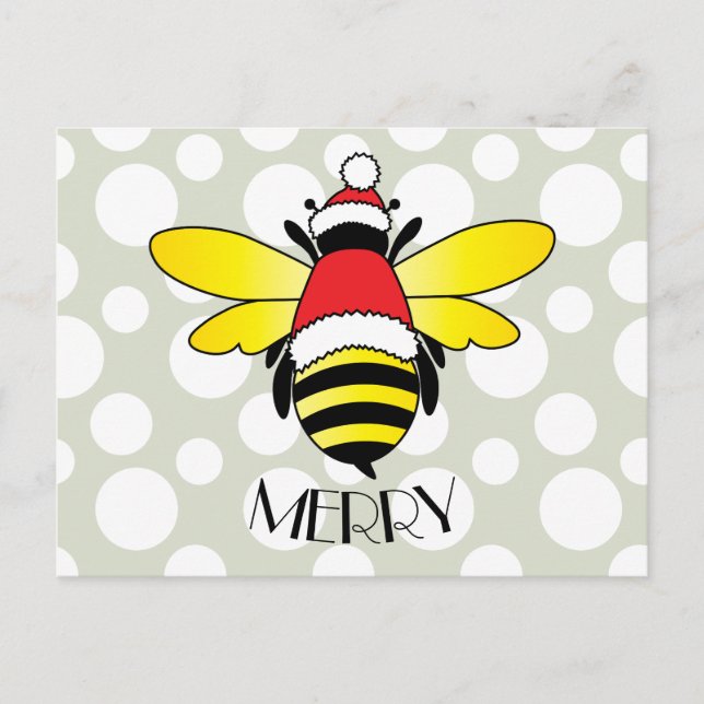 Bee Merry Holiday Postcard (Front)