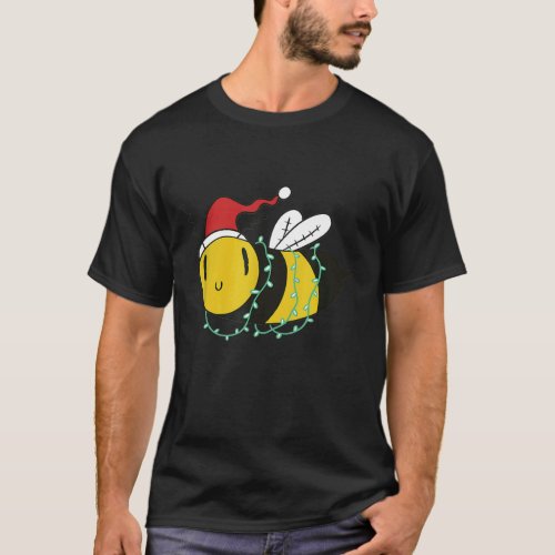 Bee Merry Honeybee Beekeeping Christmas Lights Bee T_Shirt