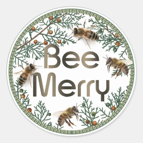 Bee Merry Honeybee Holiday Sticker