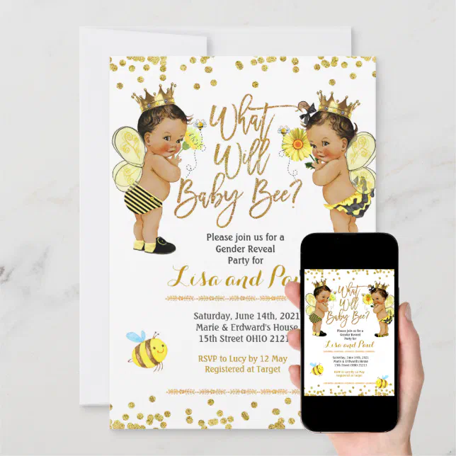 Bee Mexican Gender Reveal Invitation Zazzle