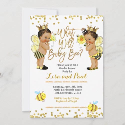 Bee Mexican Gender Reveal Invitation