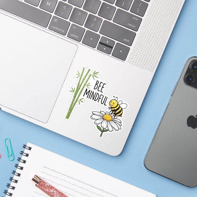 Bee Mindful Sticker (Laptop w/ iPhone)