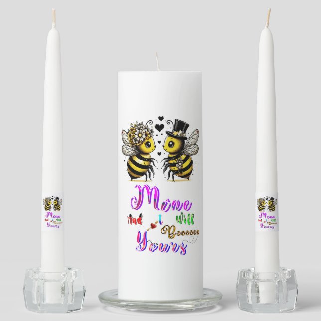 Bee Mine And I Will Bee Yours Unity Candle Set (Front)