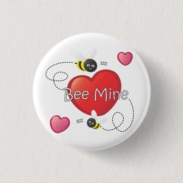 Bee Mine - Bees and Hearts Button (Front)