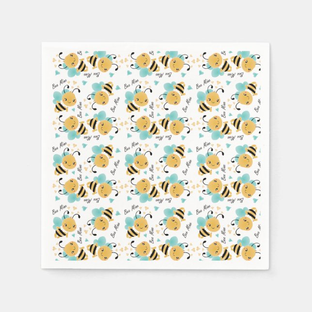 Bee Mine Bumblebee Pattern Napkins (Front)