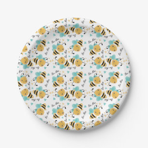 Bee Mine Bumblebee Pattern Paper Plates