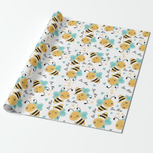 Bee Mine Bumblebee Pattern Wrapping Paper