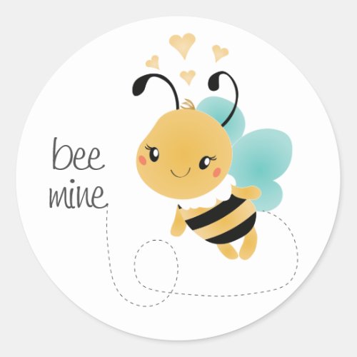 Bee Mine Bumblebee Yellow Black Classic Round Sticker