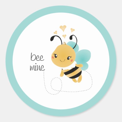 Bee Mine Bumblebee Yellow Black Classic Round Sticker
