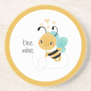 Bee Mine Bumblebee Yellow Black Coaster