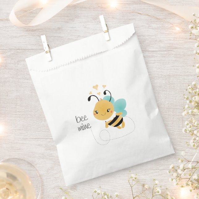 Bee Mine Bumblebee Yellow Black Favor Bag (Clipped)