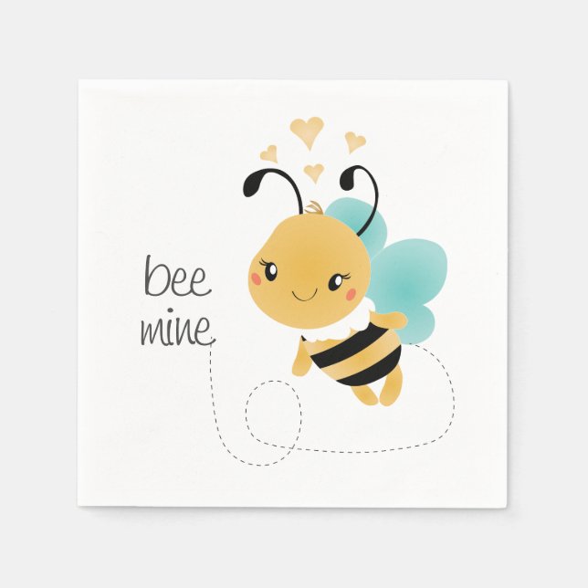 Bee Mine Bumblebee Yellow Black Napkins (Front)