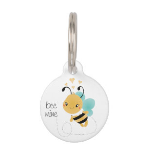 Bee Mine Bumblebee Yellow Black Pet ID Tag