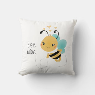 Bee Mine Bumblebee Yellow Black Throw Pillow