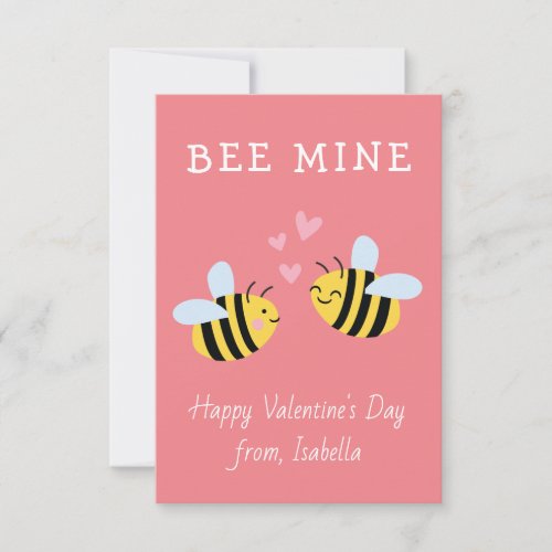 BEE MINE Classroom valentine Pink Note Card