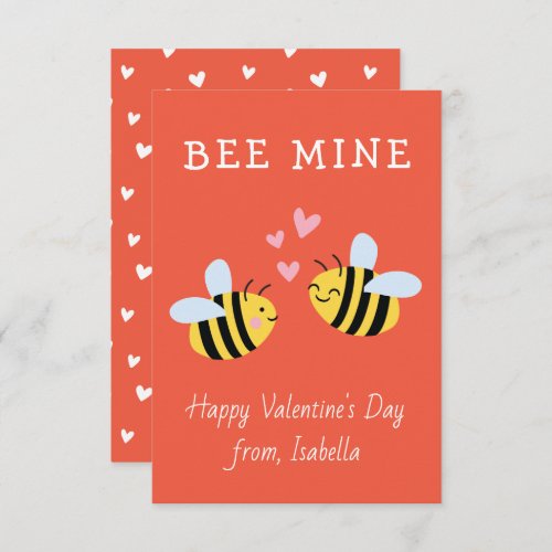 BEE MINE Classroom valentine Red Note Card