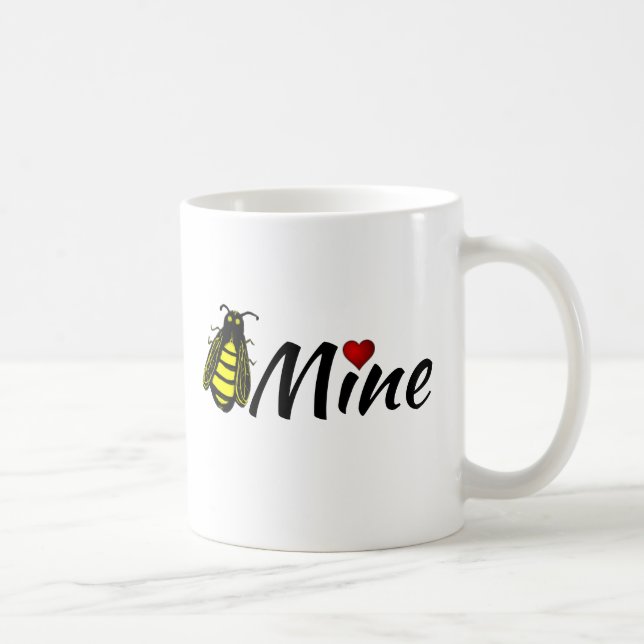 Bee Mine Cute Honeybee with Red Heart Valentine Coffee Mug (Right)