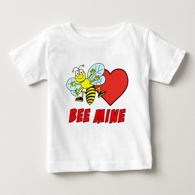 Bee Mine Cute Valentine Cartoon Baby T-Shirt (Front)