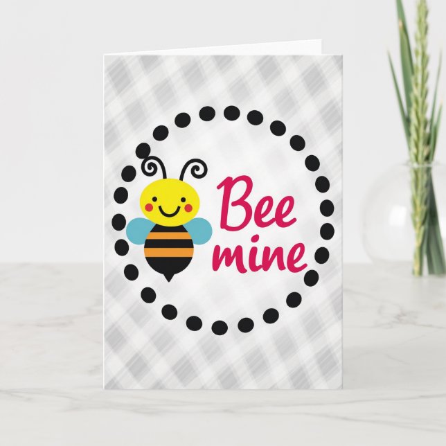Bee Mine Cute Valentines Card (Front)