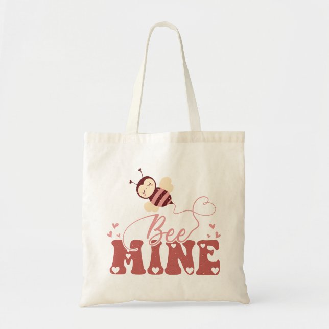 Bee Mine Cute Valentine's Day Bee Tote Bag (Front)